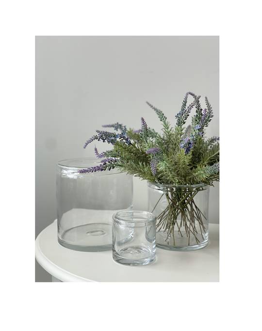 GLASS VASE WITH ROLLED RIM SML - MIN 6